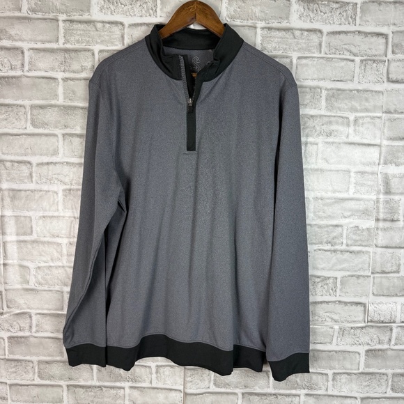 Swannies Light Heather Gray Performance Stretch Quarter Zip Golf Pullover LARGE - Picture 1 of 9